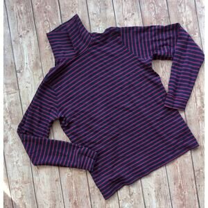 Women's L.L. Bean Turtleneck Long-Sleeve Stripe - Red/ Blue - Size Small Regular